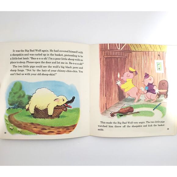 Vtg Walt Disney Three Little Pigs 24 Page Read Along Book NO Tape 16DC - Picture 3 of 4